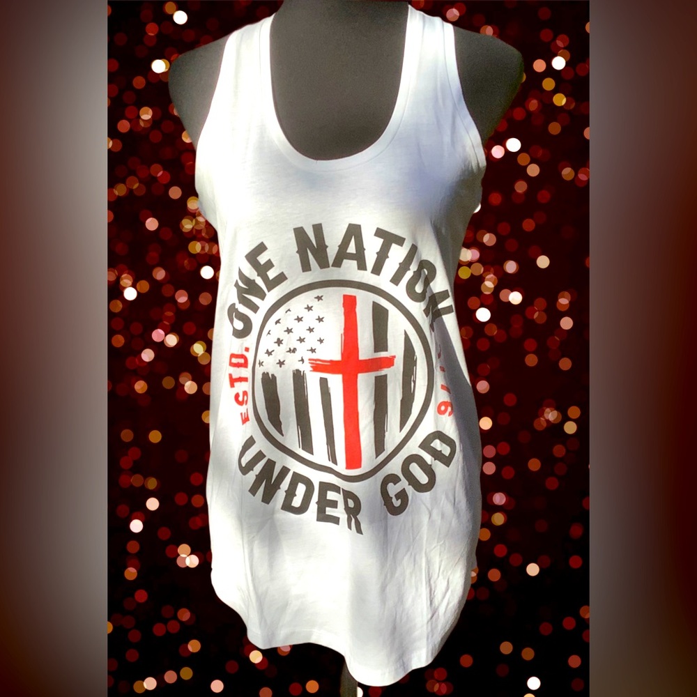 Direct to garment White Graphic Tank Top